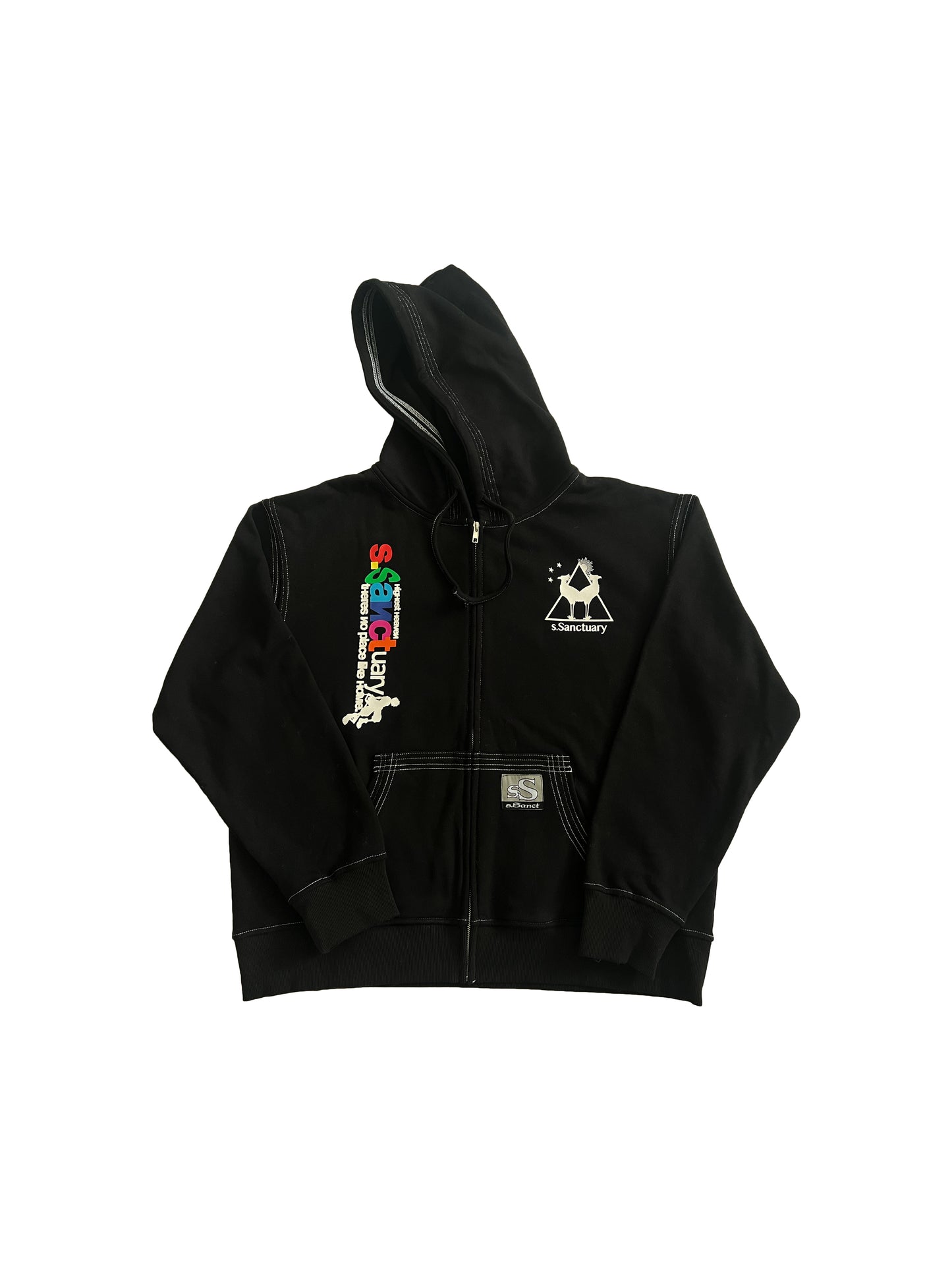 Black Quad Stitch Zip Up Jacket